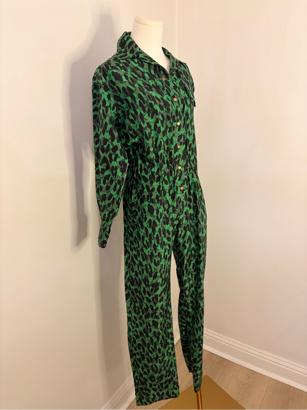 Julie Harrah Silk Longsleeve Flightsuit In Emerald Green Size XS/S - Picture 5 of 16